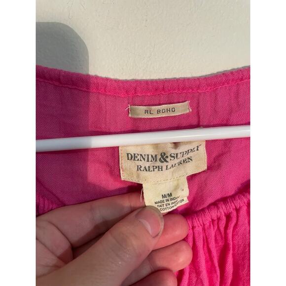 Denim and Supply Ralph Lauren Pink Off Shoulder Billowy Blouse Size Medium - Picture 8 of 8